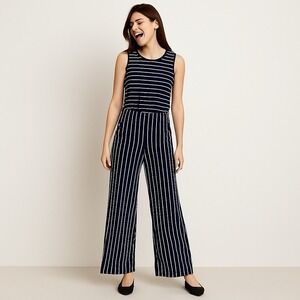 Vtg Lauren Ralph Lauren Sz XS Jumpsuit Nautical Navy Stripe Beach Classic Preppy